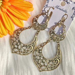 Boho Earrings Goldtone Statement Festival Dangles